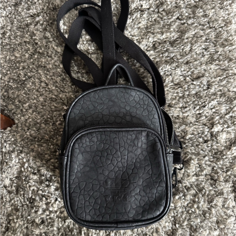 Black Textured Adidas mini backpack